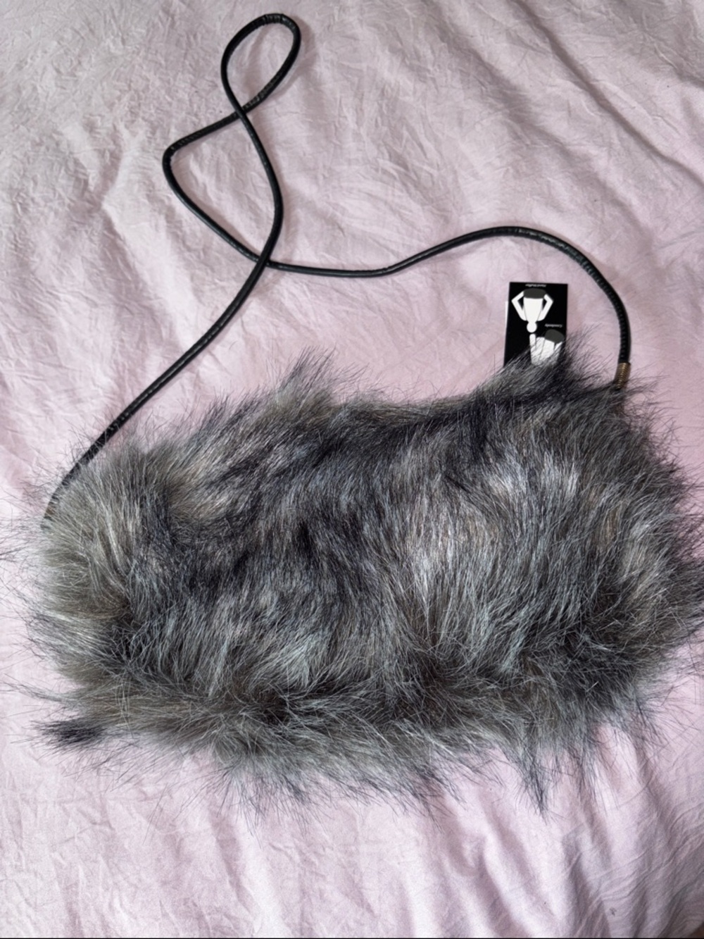 Faux Fur Crossbody Bag in Mixed Gray Tones